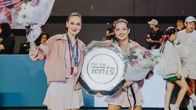 Potret Luna Maya dan Nia Ramadhani usai dinyatakan menang Lagi-Lagi Tenis.