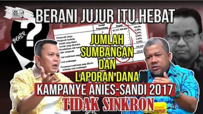 Akbar Faisal mencoba menampilkan hasil penelusurannya terkait jumlah sumbangan dan laporan dana kampanye Anies Baswedan