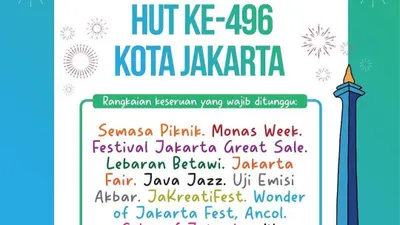 Rangkaian Kemeriahan HUT DKI Jakarta ke-496 Hingga Festival Diskon 70 persen di 94 Mal Jakarta