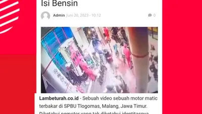 Viral Motor Vixion Terbakar di SPBU Jatim