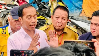 Presiden Jokowi, Menteri PUPR Basuki Hadimuljono dan Gubernur Lampung Arinal Djunaidi