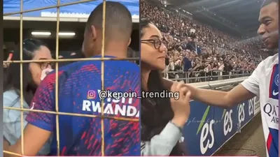 Tendangan Kylian Mbappe mengenai wajah seorang penggemar wanita yang sedang berada di tribun stadion.