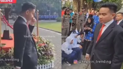 Aksi heroik Gibran saat upacara viral