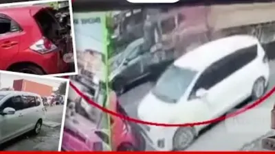 Kecelakaan Truk Tanpa Muatan Menabrak Dua Unit Mobil