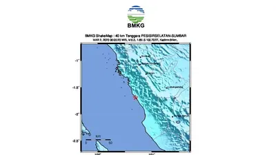 Pesisir Selatan Sumatera Barat Diguncang Gempa 5.6 Magnitudo