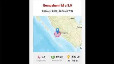 Gempa M 5,1 Guncang Bengkulu