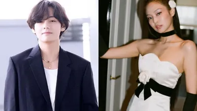 Kolase foto V BTS dan Jennie Blackpink.
