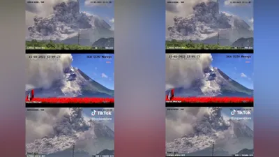TERKINI! Gunung Merapi Erupsi, Gumpalan Asap Meluncur Arah Barat Daya, Hujan Abu dari Magelang hingga Wonosobo