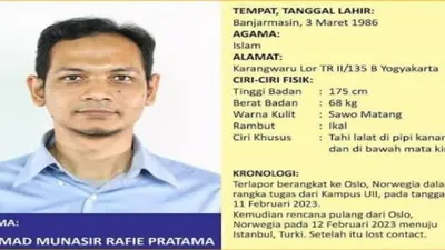 Dosen UII Ahmad Munasir  yang hilang di Norwegia