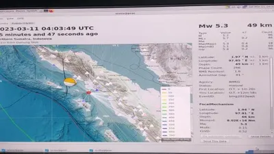 Gempa Bumi Megathrust Guncang Aceh Singkil M5.3, Sabtu (11/3/2023)