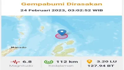 Gempa M 6.8 Guncang Daruba Maluku Utara Jumat Pagi Ini, BMKG: Tidak Berpotensi Tsunami