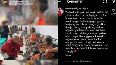 Kolase Potret ganjar Pranowo dan Komentar Hokky Caraka striker Timnas U-20 
