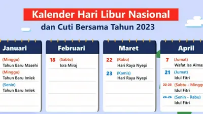 Daftar Hari Libur Nasional dan Cuti Bersama 2023