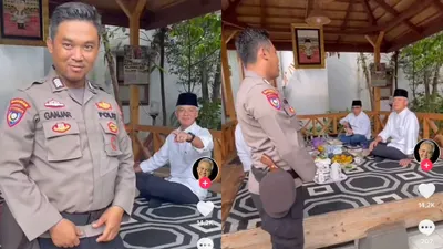 Bakal calon presiden (capres) dari Partai PDIP, Ganjar Pranowo, mengunggah momen saat dirinya bertemu dengan polisi yang bernama Ganjar.