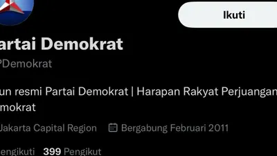 Twitter resmi partai Demokrat mengalami penurunan followers  yang sangat signifikan.