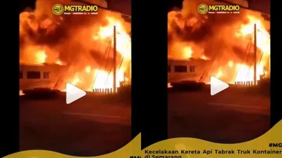 Kecelakaan melibatkan KA Brantas jurusan Jakarta-Blitar dengan sebuah truk.
