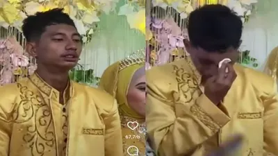 Viral pengantin pria menangis di pelaminan