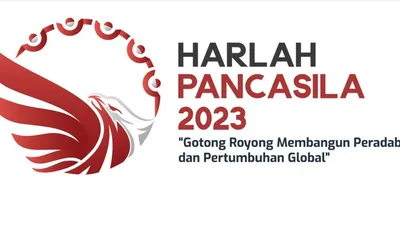 Twibbon Hari Lahir Pancasila 2023 tema Gotong Royong Membangun Peradaban dan Pertumbuhan Global.