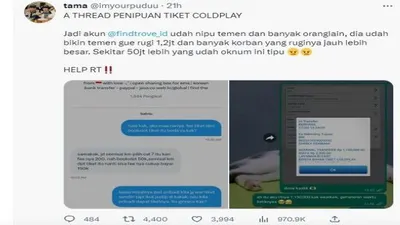 Trending Penipuan Tiket Presale Konser Coldplay di Twitter
