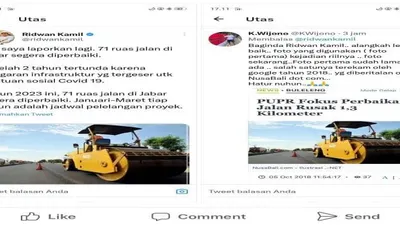 Cuitan Ridwan Kamil tentang Perbaikan Jalan di Jabar, Diprotes Netizen Gegara Fotonya Diduga Sama dengan Perbaikan Jalan di Bali