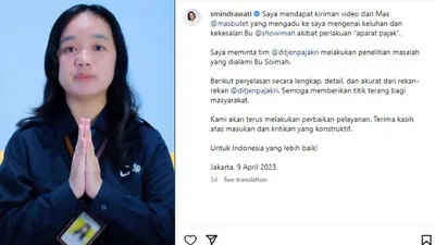 Menteri Keuangan Sri Mulyani akhirnya turun tangan terkait cerita artis Soimah yang mengaku didatangi debt collector dari petugas pajak.