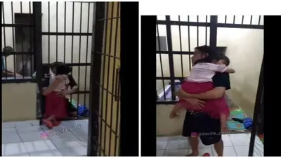 Viral Seorang Tahanan Akhirnya Bisa Memeluk Anaknya pasca Seorang Petugas Membukakan Pintu Penjaranya