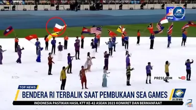 Bendera Indonesia terbalik di ajang SEA Games 2023
