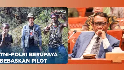 Pilot Susi Air yang Disandera KKB (Kiri), Mahfud MD (Kanan)