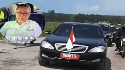 Menteri Perdagangan Zulkifli Hasan yang Mendampingi Presiden Joko  Widodo ke Lampung,  Komentari Jalanan Rusak yang Dilewati