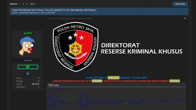 Hacker MEKI menjual 26 juta data diduga berisi identitas polri di Breached Forum.