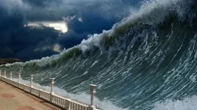 Ilustrasi tsunami megathrust. Kawasan pantai di Tasikmalaya, Jawa Barat terancam tsunami capat 23 meter.