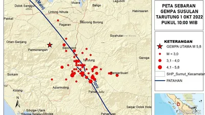Gempa yang menimpa Sumatera Utara 1 Oktober 2022.