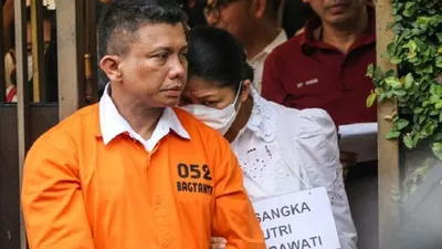 Ferdy Sambo dan Putri Candrawathi dalam rekonstruksi pembunuhan Brigadir J.