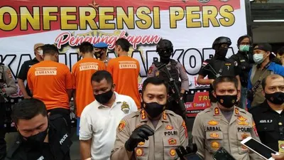 Jajaran Polresta Bogor Kota saat menggelar konferensi pers di Pasar Sukasari, Kota Bogor