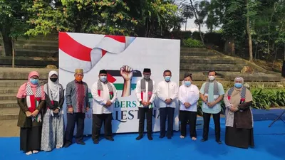 Ketua Dewan Perwakilan Rakyat Daerah (DPRD) Kota Bogor, Atang Trisnanto saat memberikan sambutan dalam acara doa bersama untuk Palestina/ Yogi Faisal