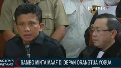 Tangkapan layar ketika Ferdy Sambo meminta maaf kepada keluarga Birgadir J