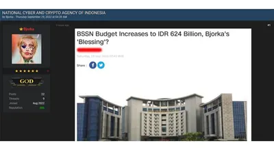 Tangkapan layar postingan Bjorka yang menyenggol Badan Siber dan Sandi Negara