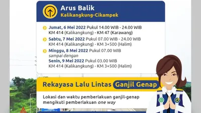 Catat, Jadwal Arus Balik Sistem Satu Arah dari Tol Kalikangkung hingga Cikampek