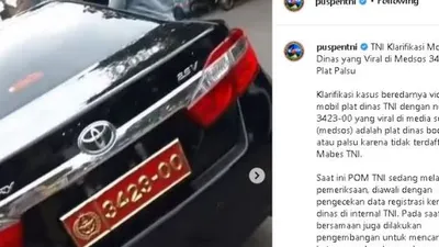 Klarifikasi Puspen TNI soal mobil dinas dengan plat nomor bodong (instagram.com/@puspentni)