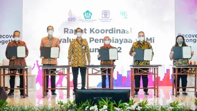 Penandatanganan kontrak kerja sama PNM dengan PIP Rabu, 16 Februari 2022 di Hotel Aryaduta, Jakarta. 