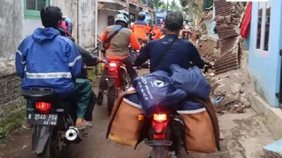 Dari Motor Trail Hingga Helikopter Dikerahkan untuk Kirim Bantuan Korban Gempa Cianjur