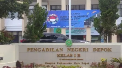 Gedung Pengadilan Negeri (PN) Depok yang lockdown karena ada yang terpapar Covid-19.