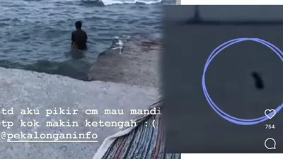 Viral! Seorang Pria Berjalan ke Tengah Laut di Pekalongan, Sempat Hilang dan Muncul Kembali