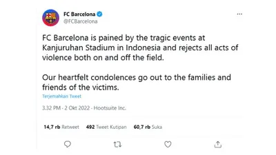 Kumpulan Ucapan Belasungkawa Klub Besar Dunia atas Insiden Berdarah Kanjuruhan pada Laga Arema vs Persebaya