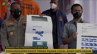 Tangkapan layar konferensi pers pemalsuan sertifikat vaksinasi