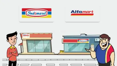 Ilustrasi gerai Indomaret dan Alfamart.