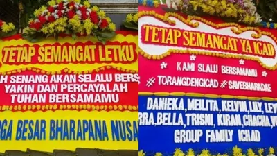 karangan bunga dukungan untuk Bharada E, jelas Sidang Ferdy Sambo Cs/ instagram @trend_medsos