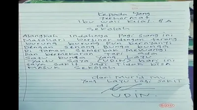 Surat izin tidak masuk sekolah ala Udin yang puitis