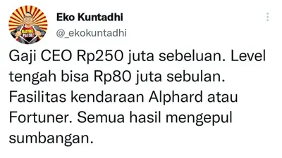 Besaran gaji para petinggi ACT