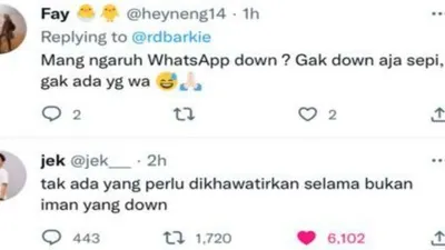 Geger WhatsApp Down  Hari ini, jusru memunculkan  Beragam komentar warganet yang kocak